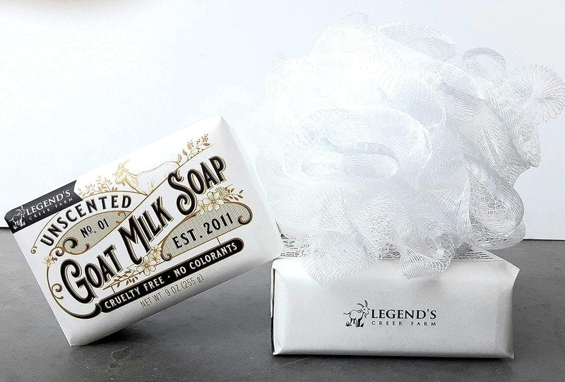 Legend's Creek Farm Goat Milk Soap - Triple Milled Cleansing Moisturizing Bar for Hands and Body - 9 Oz Creamy Lather, Nourishing, Natural Soap for Sensitive Skin (Unscented, Pack of 2)