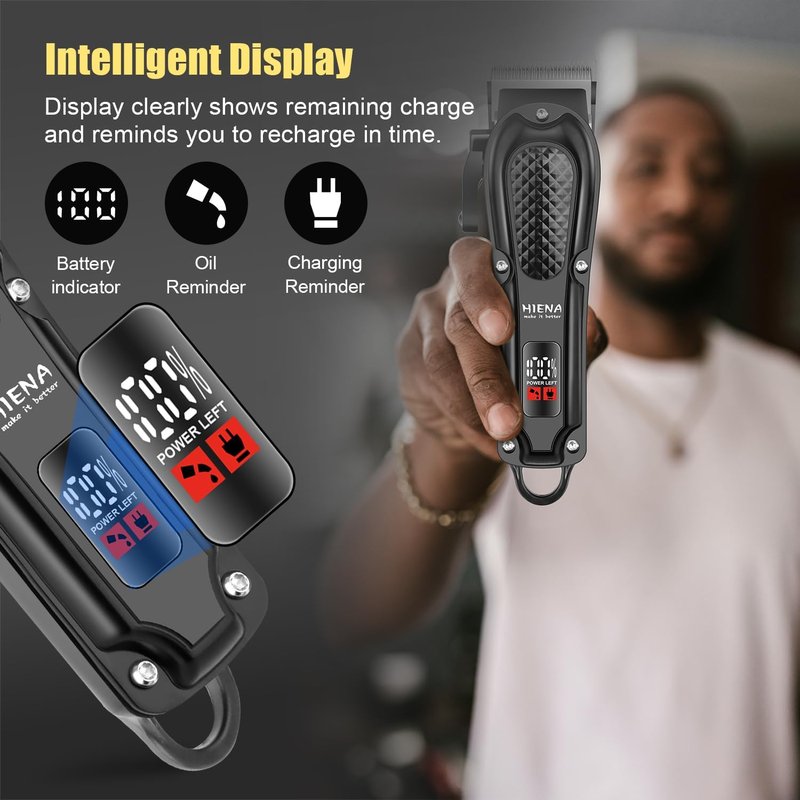Professional Hair Clippers for Men - Cordless 3-in-1 Hair Cutting Kit with LED Display | USB-C Rechargeable Foil Shaver