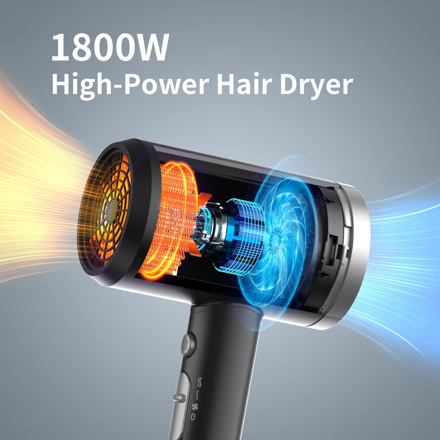 ANNE BETTY Ionic Hair Dryer with Diffuser, 1800W Blow Dryer for Women & Men, Fast-Drying, Lightweight, Low Noise, Hair Care Styling Tool for Home, Travel, Gifting