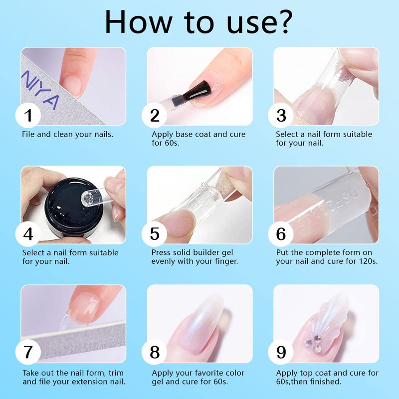 Solid Gel Builder for Nails 50g Large Capacity Clear Non-Stick 3D Carving Gel for Nail art Hand Nail Extension Art Hard Gels for Nails Salon UV Home DIY