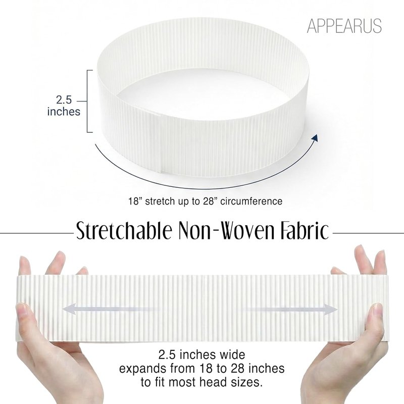 Disposable Stretch Facial Headbands - 100 Count Snag-Free Adhesive for Spa & Estheticians | White