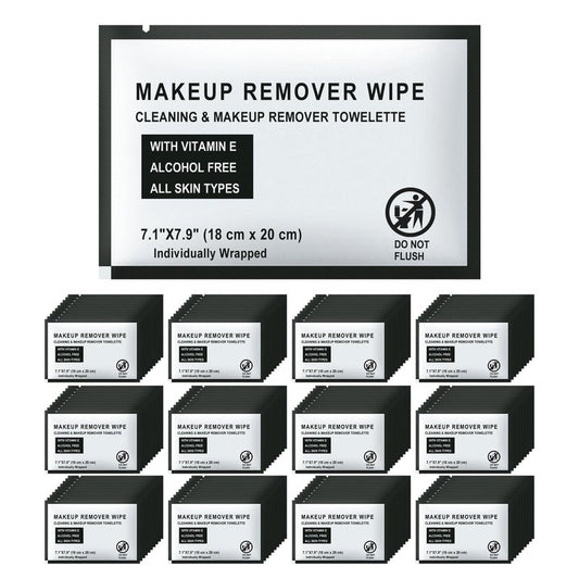 HAIFOTRVA Individual Makeup Remover Wipes Bulk - Pack of 200,Black Individually Wrapped Face Cleansing Wipes Travel Size for Mascara,Lipstick,Skin Care,Hotel Toiletries