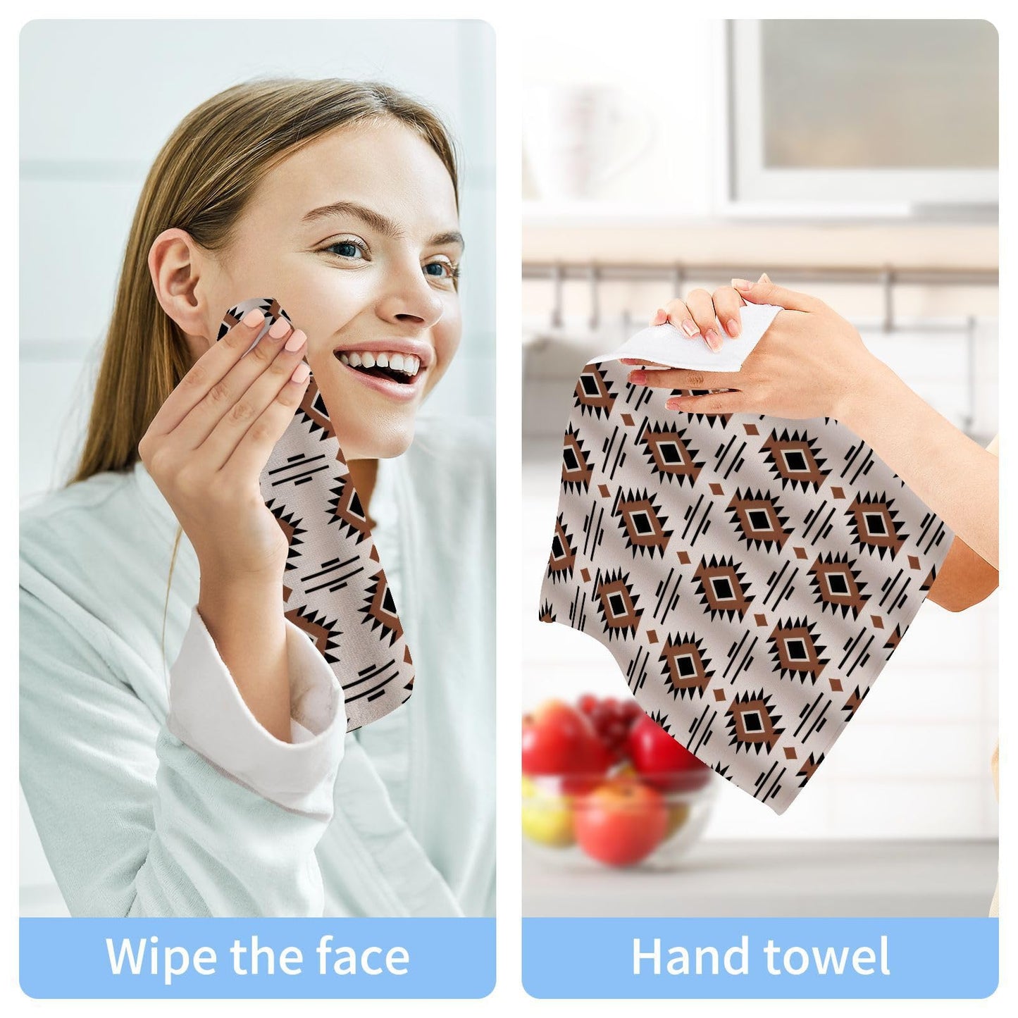 YANENDIE Western Aztec Washcloths Towels, Highly Absorbent and Soft Cotton Face Cloths, 6 Pack Quick Dry Wash Cloths - 12 X 12 Inches