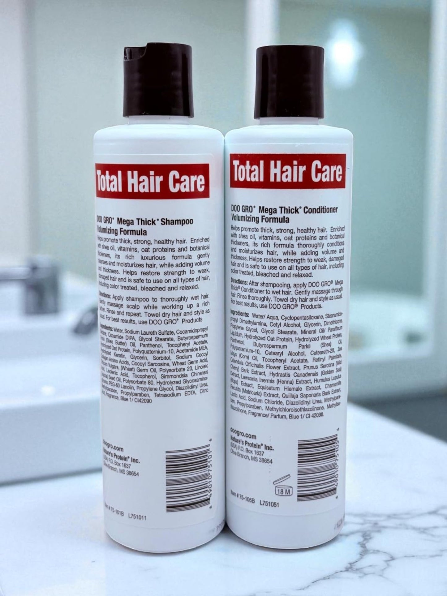 Mega Thick Shampoo & Conditioner Duo (10 oz Each) – Volumizing System with Vitamins & Herbs – Promotes Fuller, Thicker-Looking Hair