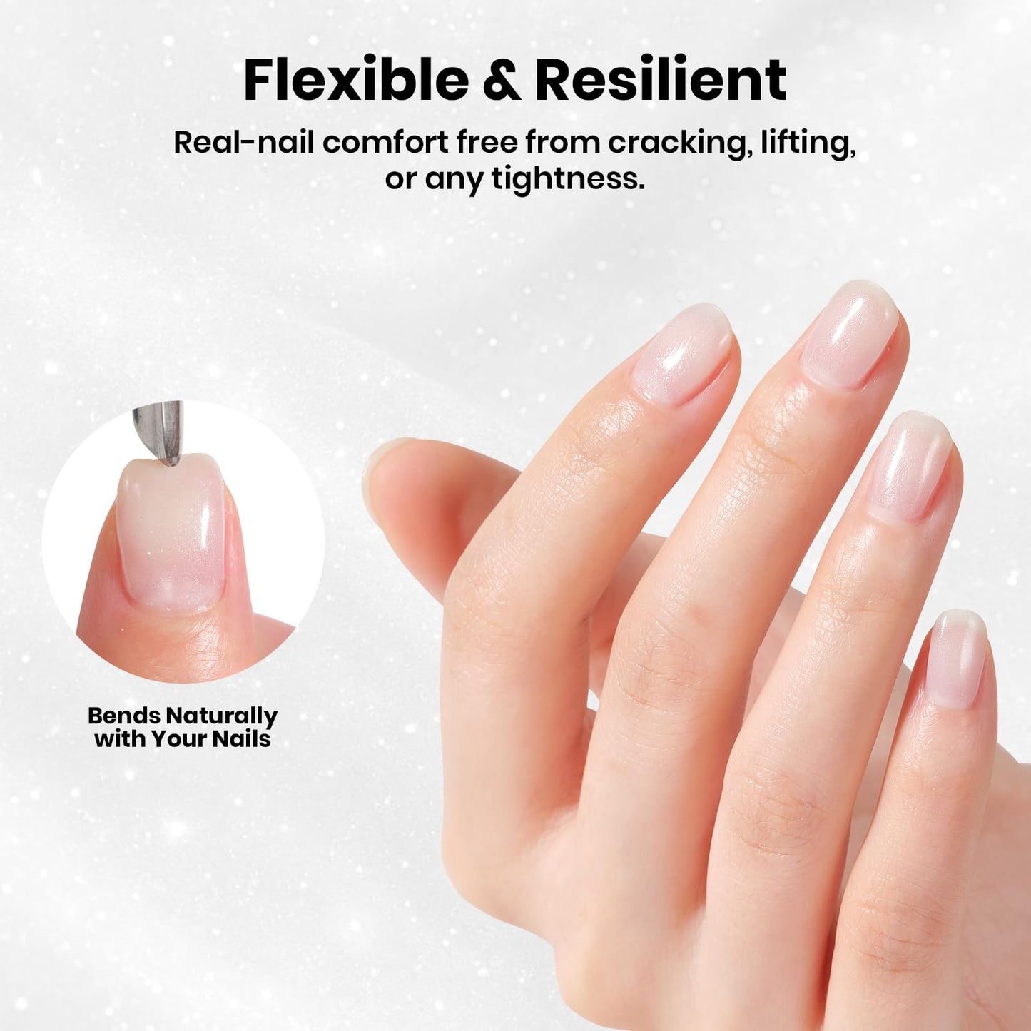 Beetles Milky White Rubber Base Gel Nail Polish 15ml, White Aura Shimmer for Cloud Ombre Nails, 2-in-1 Builder Base & Color Strengthening Self-Leveling Flexible Soak Off UV LED for Weak Natural Nails