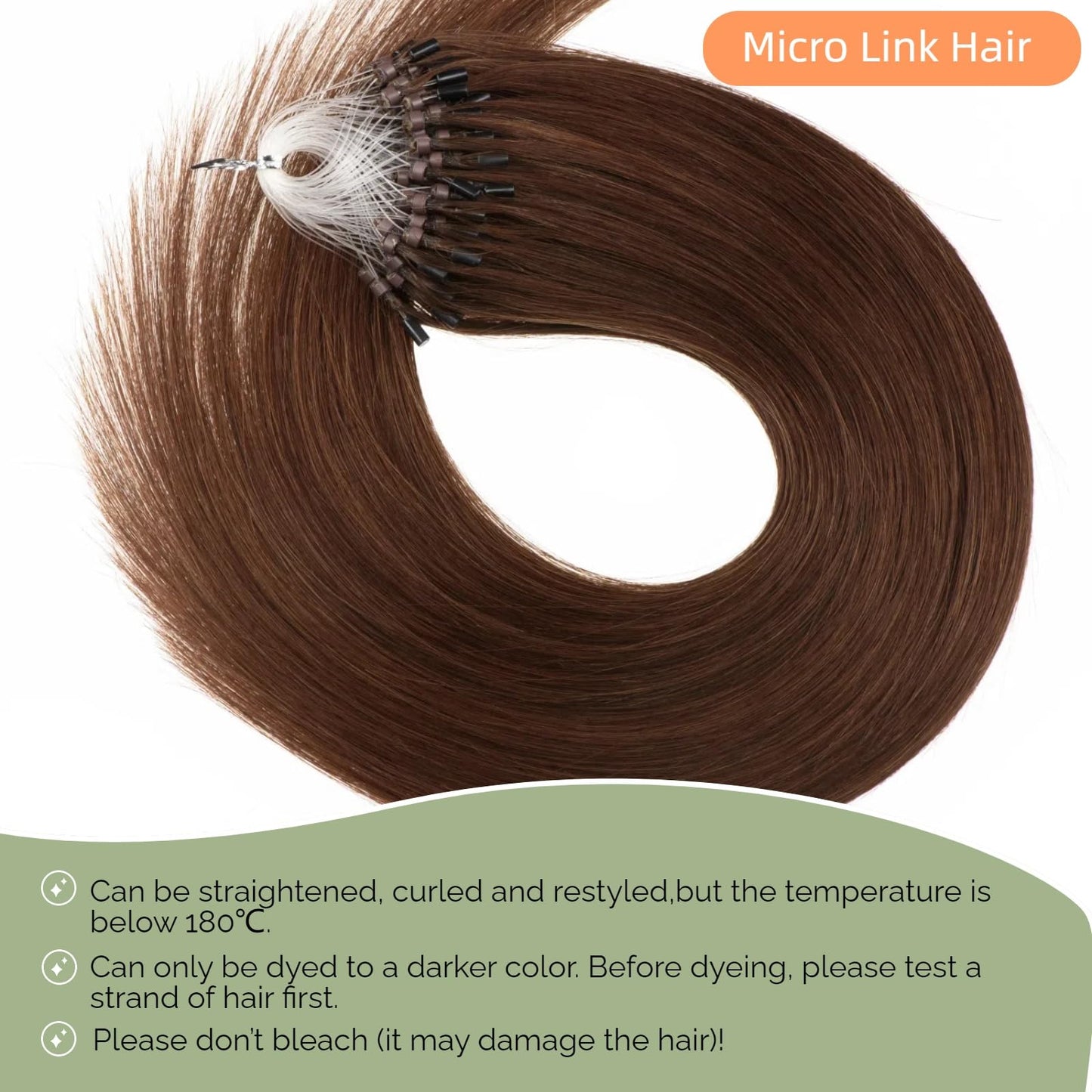 Brown Micro Bead Hair Extensions Short 14 Inch Microlink Human Hair Extensions 100strands 50g Cold Fusion Remy Hair Extension #4 Microlinks Extensions