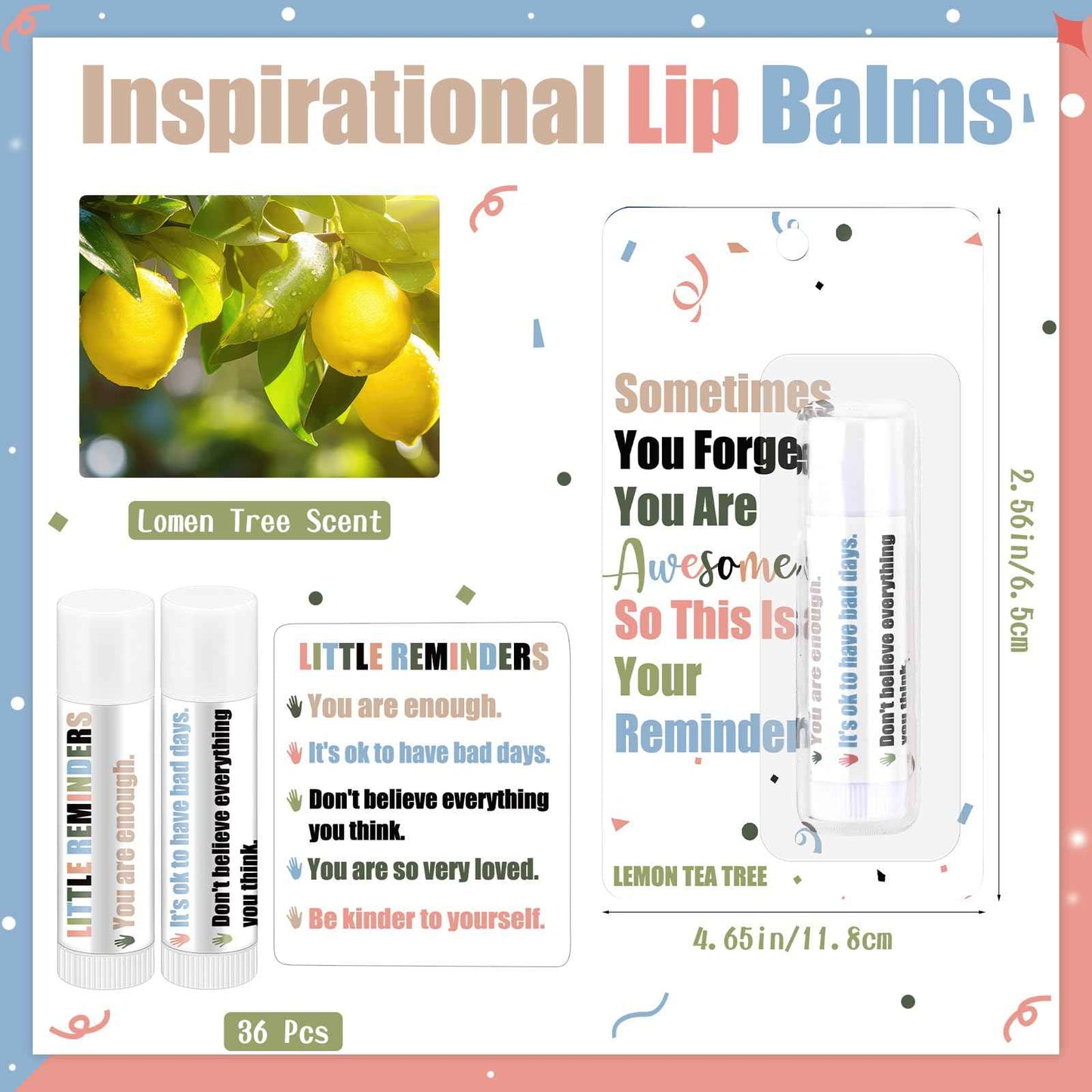 Swiffen 24 Pcs Christmas Bulk Gift for Coworkers Inspirational Appreciation Lip Balms Lemon Flavor with Funny Thank You Card Gift for Employee Staff