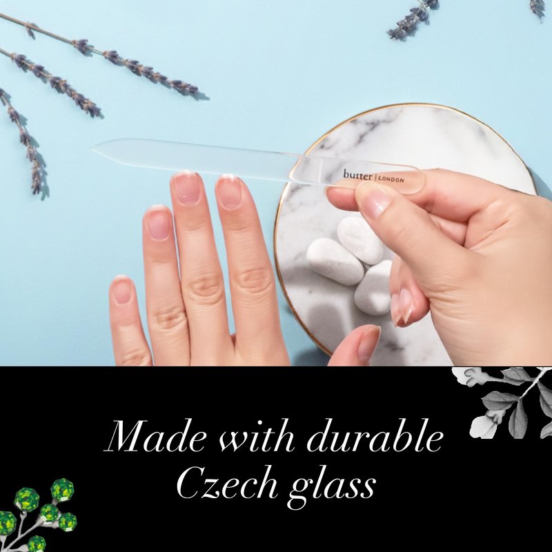 butter London Glass Nail File, Signature Glass Collection - Professional Nail Filers for Natural Nails - Salon Quality Manicure Pedicure Tool & Products for Fingernails & Toenails