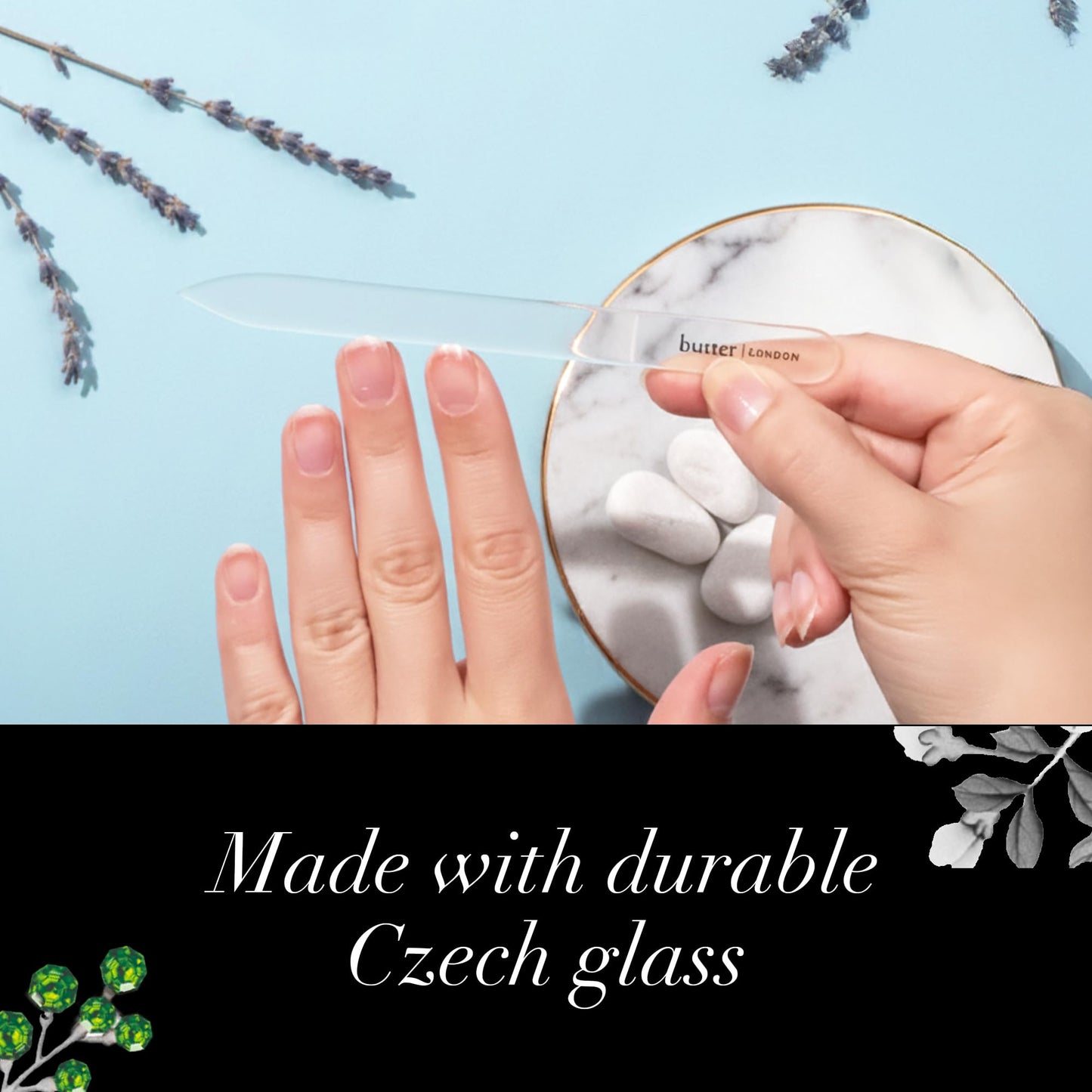 butter London Glass Nail File, Signature Glass Collection - Professional Nail Filers for Natural Nails - Salon Quality Manicure Pedicure Tool & Products for Fingernails & Toenails