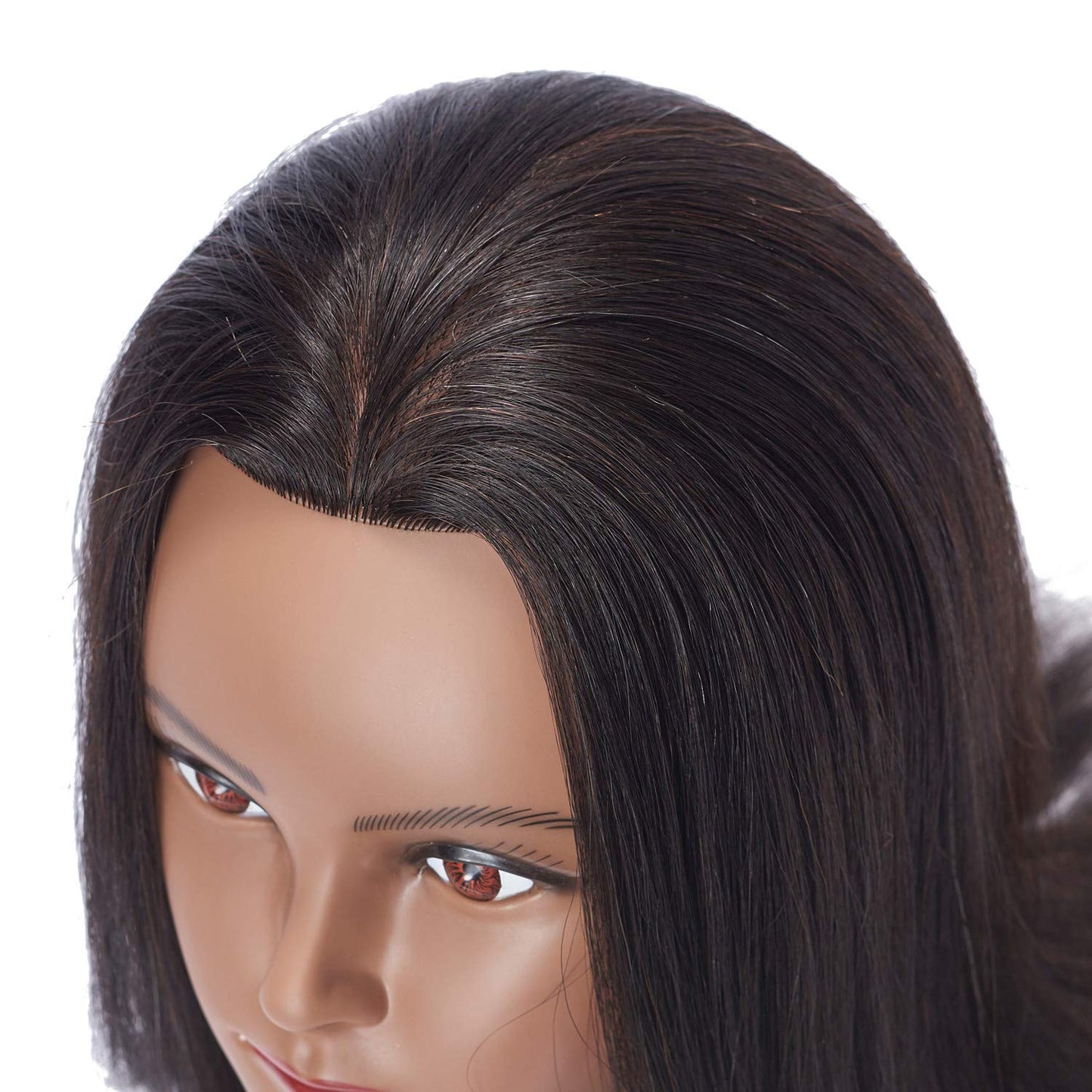 Human Hair Styling Training Mannequin Head - 24-26'' Cosmetology Practice Head with Stand
