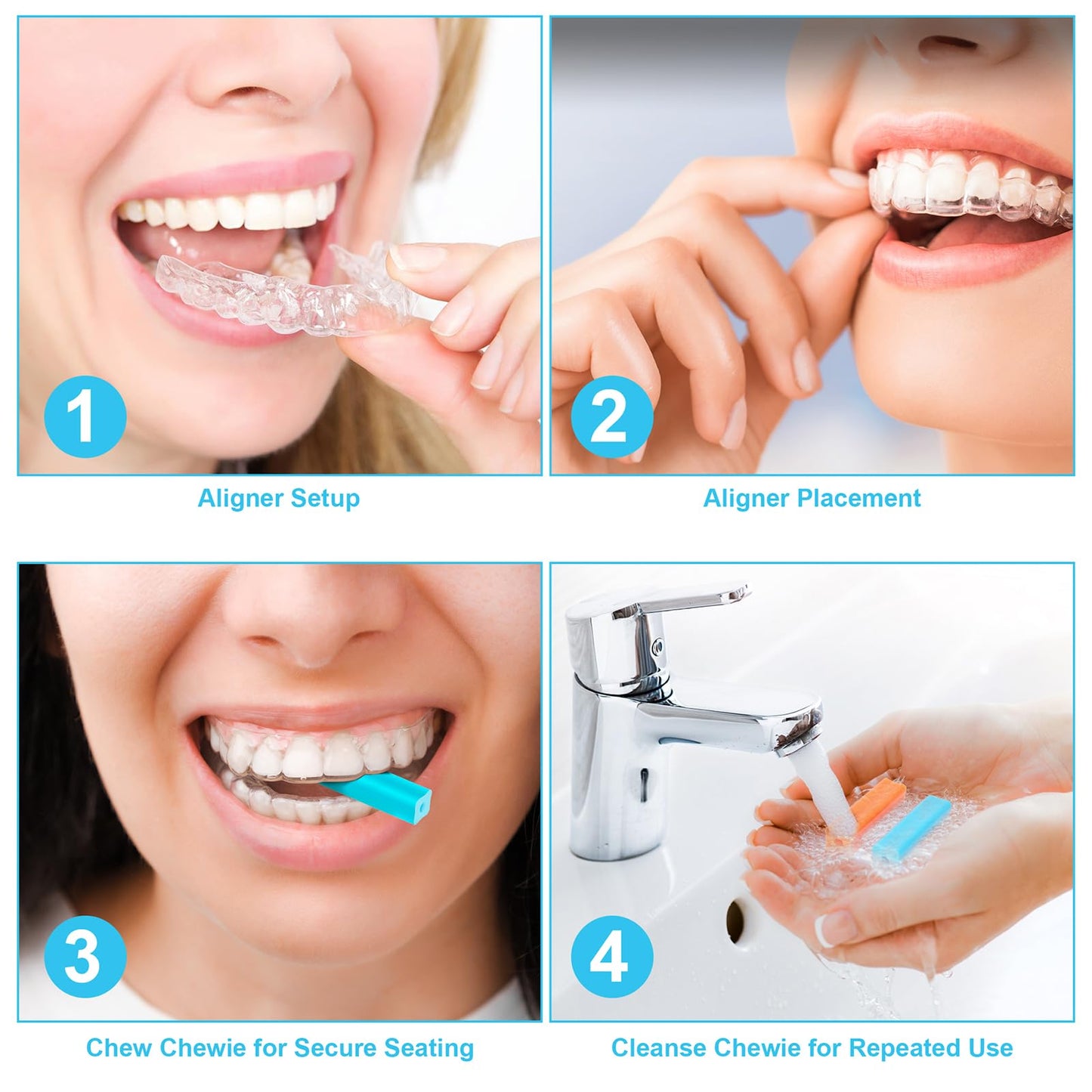 B Rush® Aligner Chewies for Invisalign (10 Pack), Medical Grade Silicone Tray Seaters with Aligner Removal Tool, Soft & Medium Orthodontic Munchies Chompers to Close Gaps & Relieve Pain, Unscented