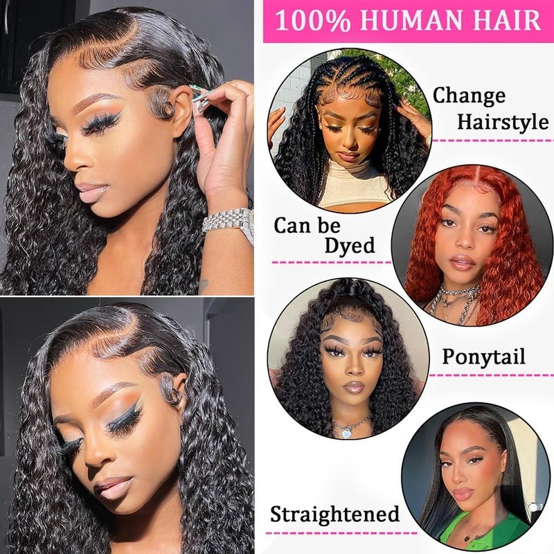 14 Inch Short Bob Wig - 13x6 Deep Wave Curly Brazilian Virgin Human Hair, Pre Plucked Lace Frontal for Natural Look