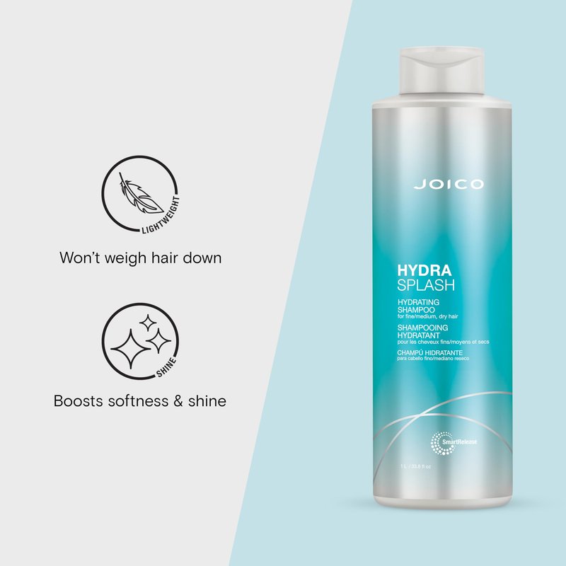 Joico HydraSplash Hydrating Shampoo | For Fine, Medium, Dry Hair | Replenish Moisture | Add Hydration & Softness | With Sea Kelp & Coconut Water | 33.8 Fl Oz