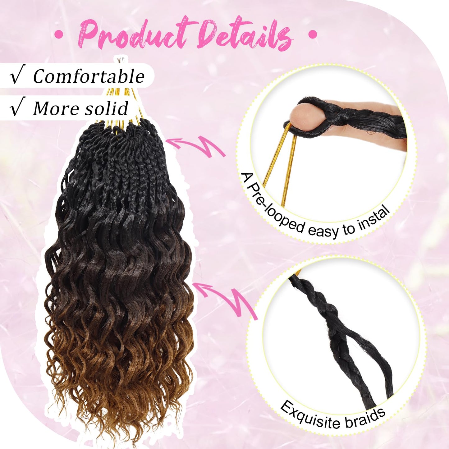 Gowit Pre Looped Deep Wave Crochet Hair 12 Inch 7 Packs Short Curly Black to Brown Pre Twisted Ocean Wave Deep Twist Crochet Braids Synthetic Braiding Hair for Black Women