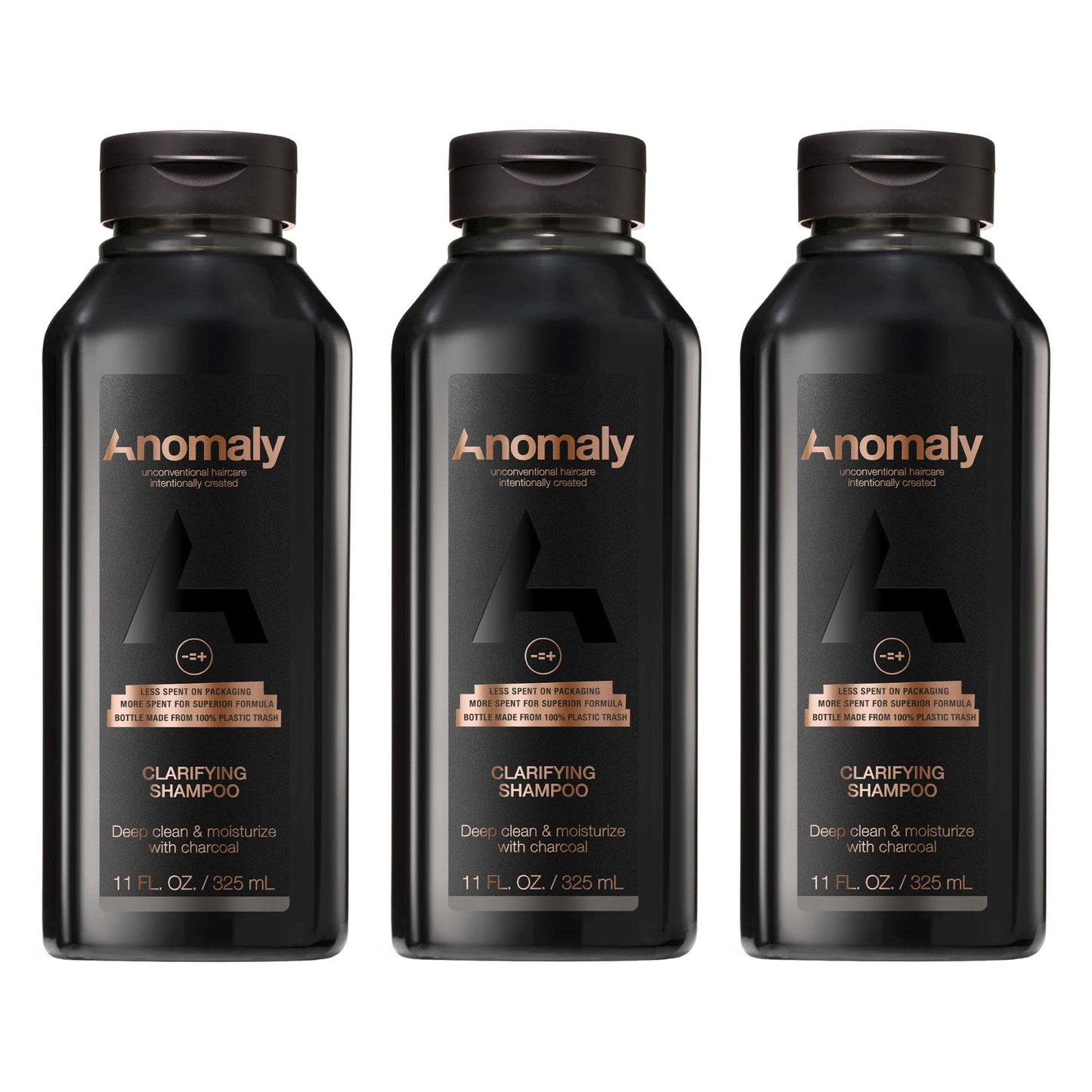 Anomaly Vegan Eucalyptus Clarifying Charcoal Scalp Shampoo for Build Up | Sulfate Free & Paraben Free |for Women & Men| Eco Friendly Sustainable Packaging from Ocean Plastic, 11 fl. oz. (Pack of 3)