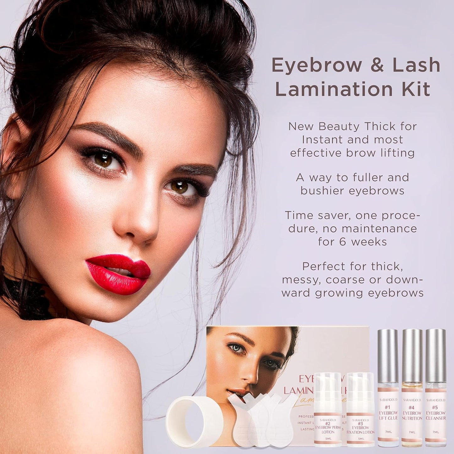 Brow Lamination Kit – Professional At-Home Eyebrow Laminate & Lift Kit for Fuller, Fluffier Brows (Complete Lamination Kit (Tools + 5 Solutions))