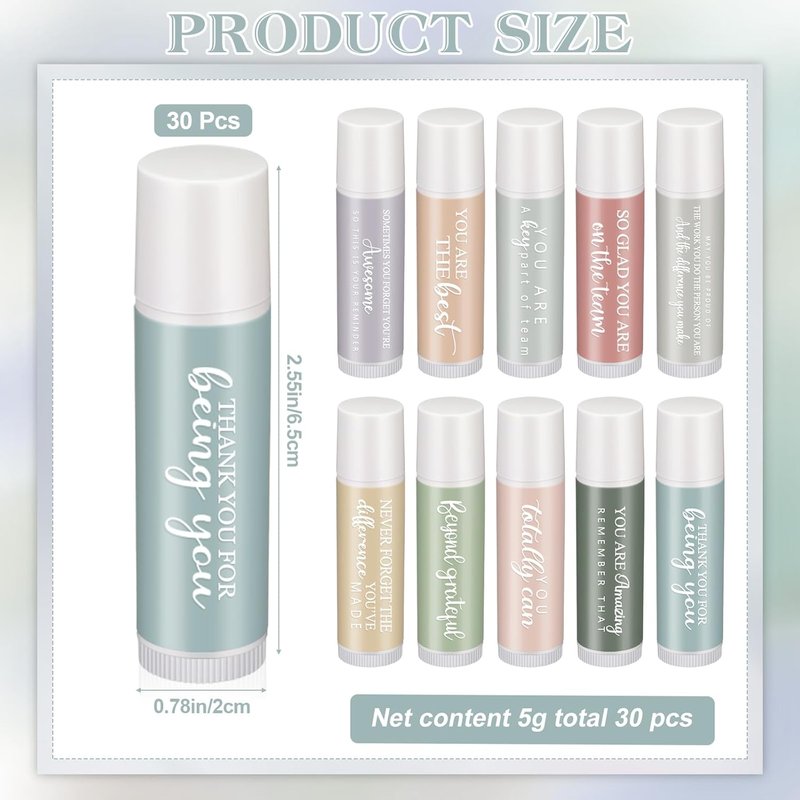 Employee Appreciation Gifts - 30 Sets Lip Balm Bulk for Nurses, Teachers & Coworkers | Perfect Thank You Favors for Events