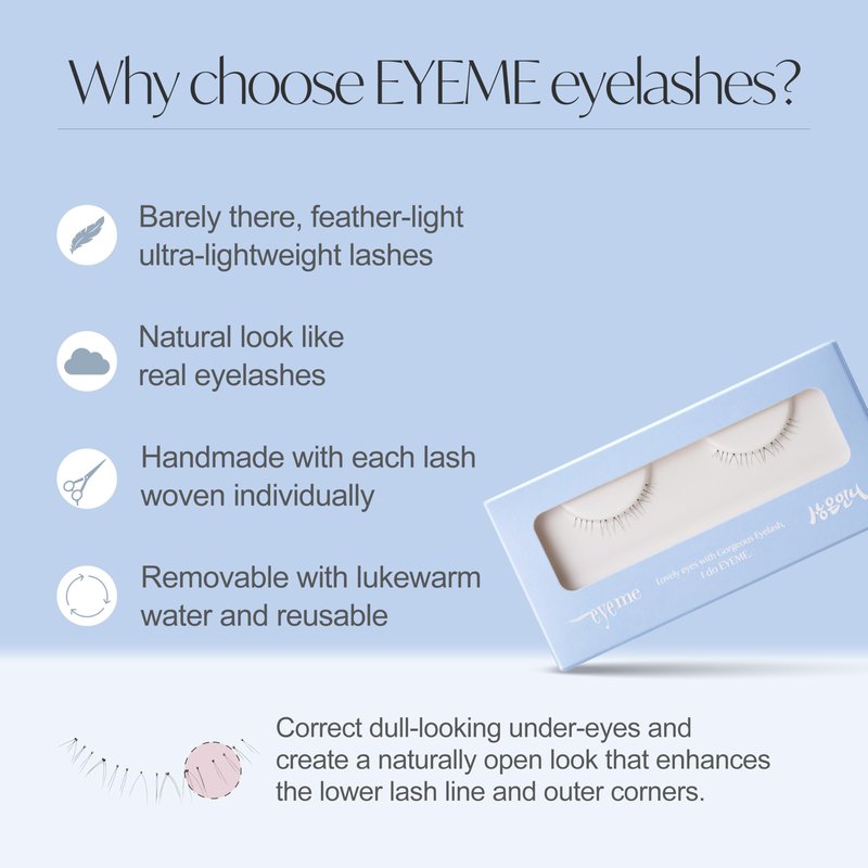 EYEME Eyelash x Artist Collaboration NO.U21 Under – 5 Set Pack, Lightweight False Eyelashes for a Natural Underlash Look, Soft Lashes for Lower Lash Styling, Glue Not Included, K-Beauty