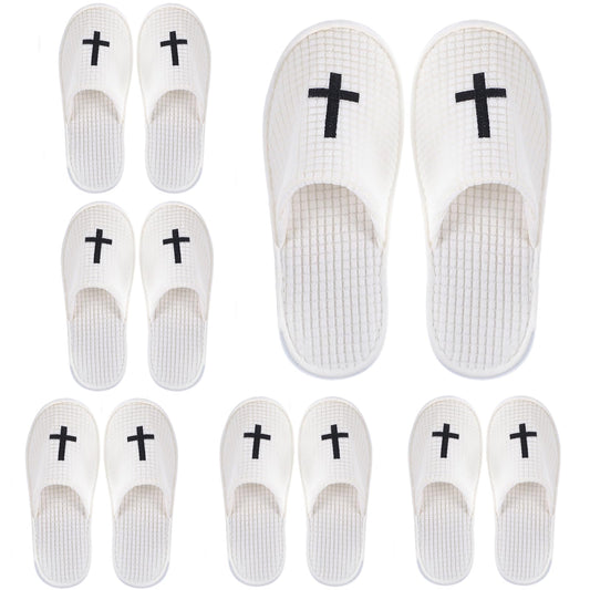 JenPen 6 Pairs White Wedding Disposable Slippers for Guests Non Slip Slipper for Women and Men Reusable Closed Toe Spa Slipper for Shoeless Home Church Easter Party Indoor House Hotel Essentials