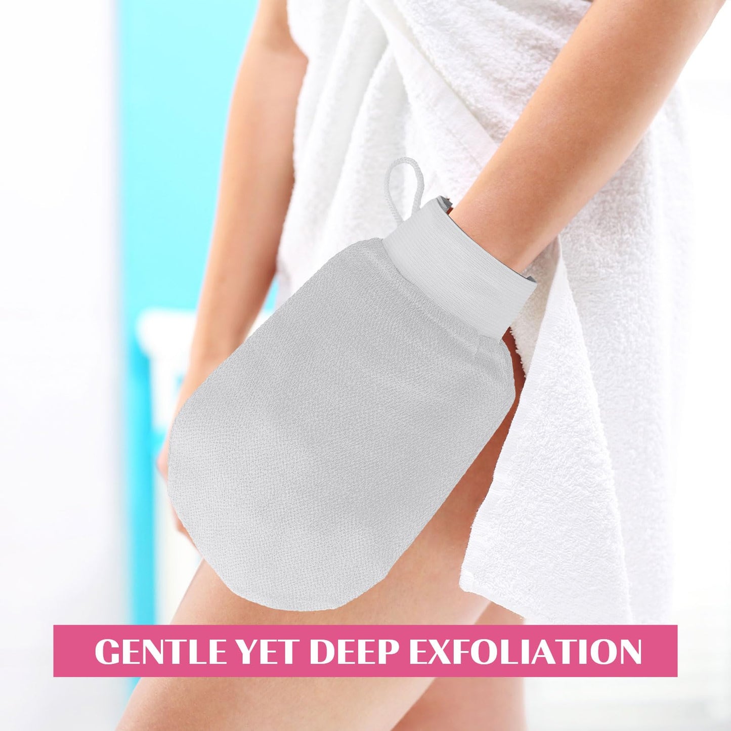 FoldTier 20 Pcs Exfoliating Glove Bulk Summer Exfoliator Mitt Body Scrubber 150d Viscose Fiber Skin Korean Scrub Mitt for Spa Massage Dead Skin Remover for Men and Women(20 Pcs,White)