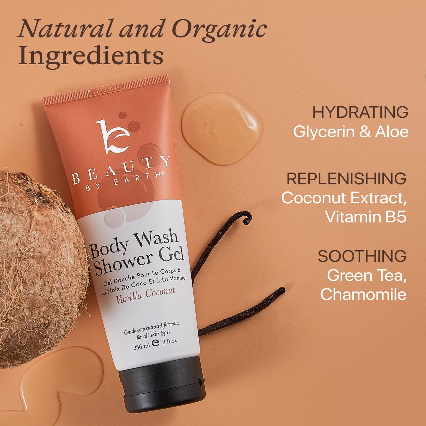 Beauty by Earth Vanilla Coconut Shower Gel Body Wash - USA Made