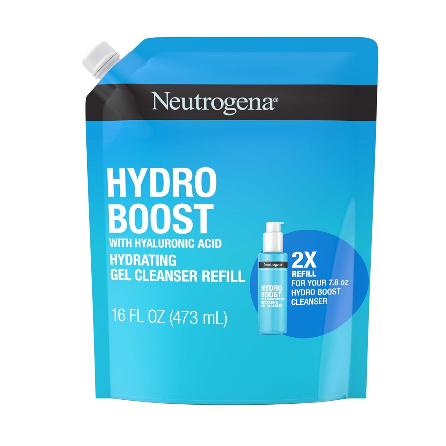 Neutrogena Hydro Boost Facial Cleansing Gel - Lightweight Hydrating Face Wash with Hyaluronic Acid | 16 fl. oz Refill Pouch