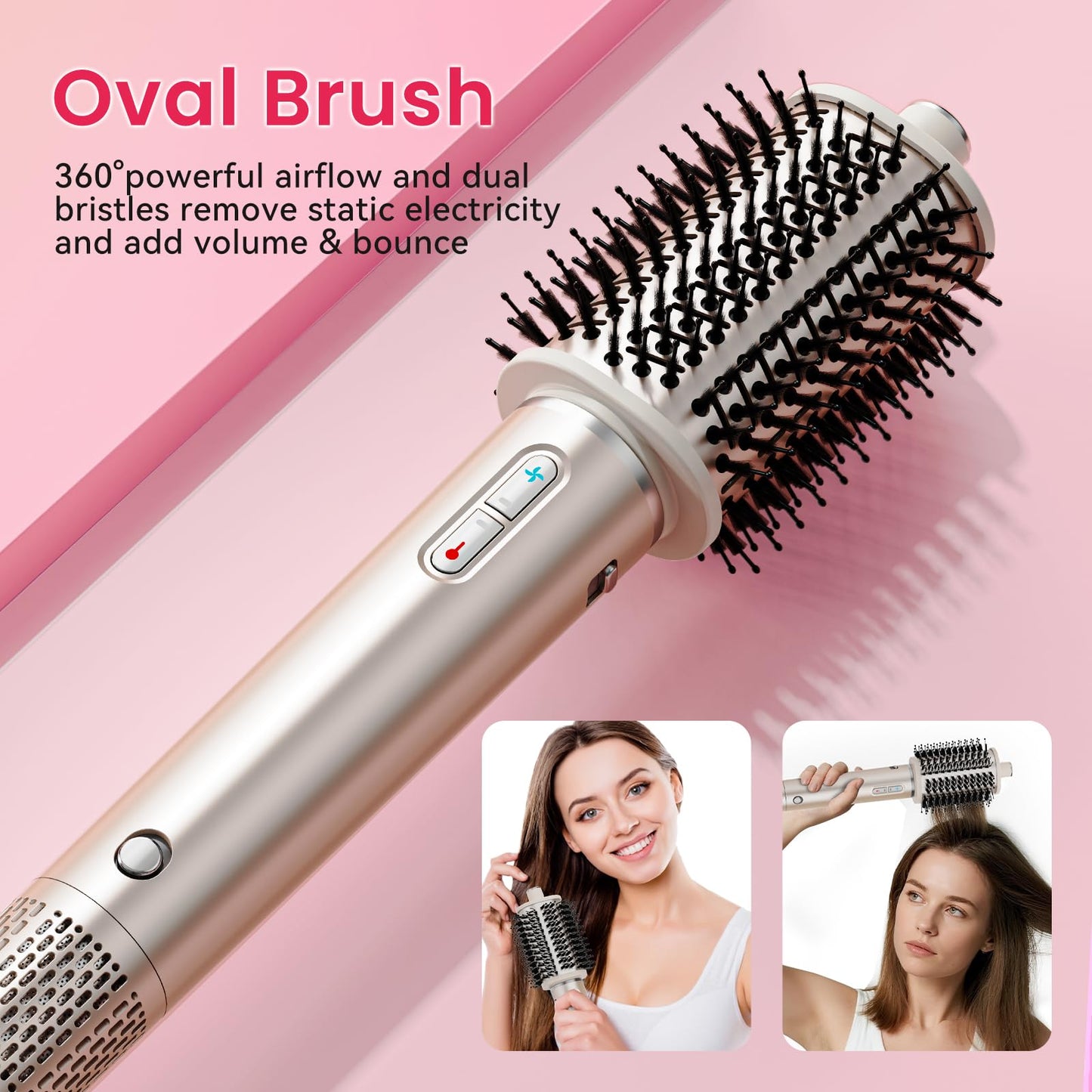 Heyfeel 5 in 1 Hot Air Styler - Professional Hair Dryer Brush with No Heat Damage, High-Speed Negative Ionic Hair Dryer, Frizz-Free Blow Dryer Brush for Drying Curling Volumizing Straightening
