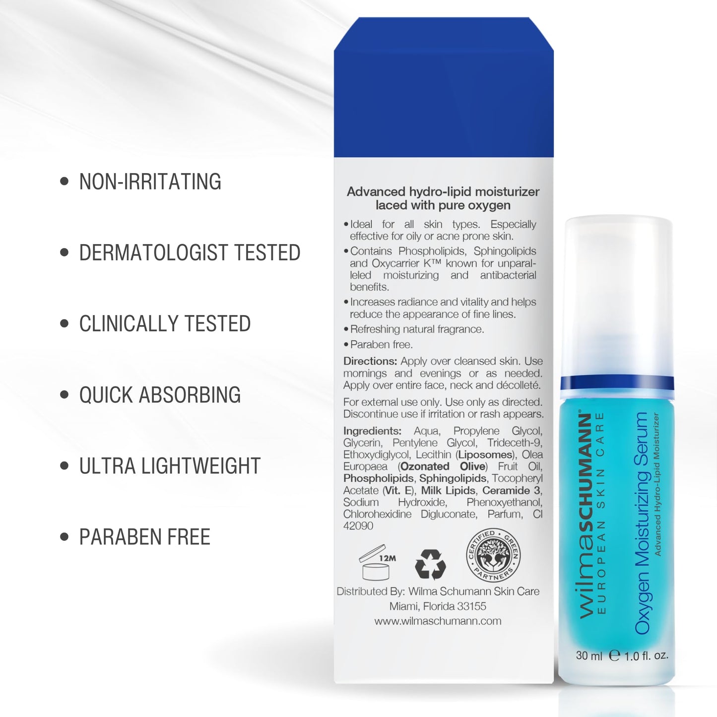Wilma Schumann Oxygen Moisturizing Serum, 30 ml - Reduces lines and wrinkles, Long lasting hydration without Irritation, Increases skin's radiance and vitality - Anti Aging Face Serum for Women