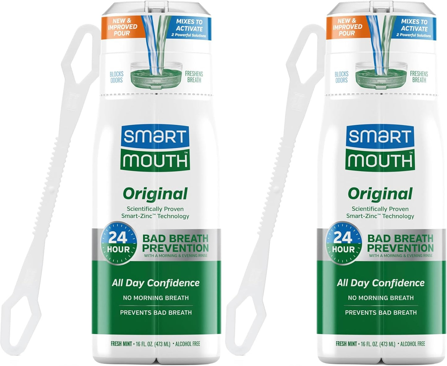 SmartMouth Original Mouthwash - Activated Formula for Bad Breath Support | Mint Flavor (Pack of 2)