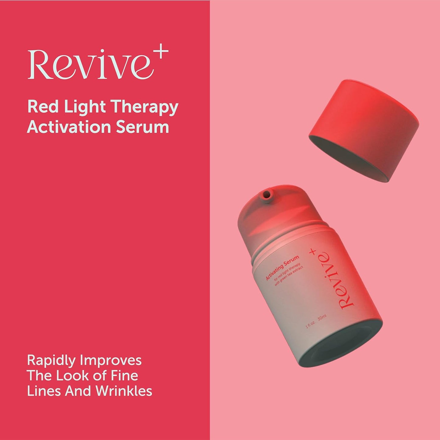 Red Light Therapy Serum for Face - Hydrating Anti-Wrinkle Formula with Green Tea & Hyaluronic Acid | 1oz