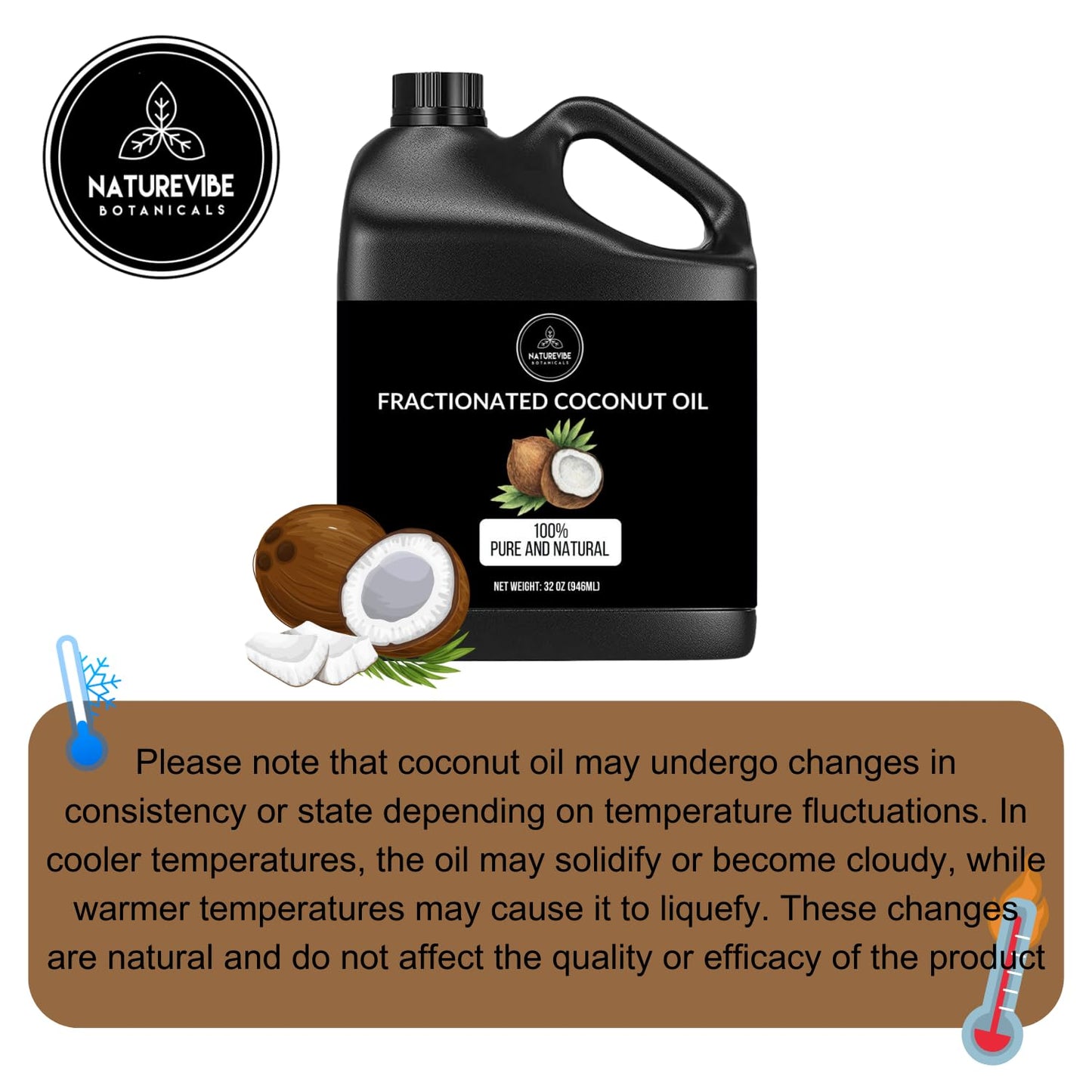 Naturevibe Botanicals Shea Nut Oil 32oz and Fractionated Coconut Oil 32oz | Oil Combo