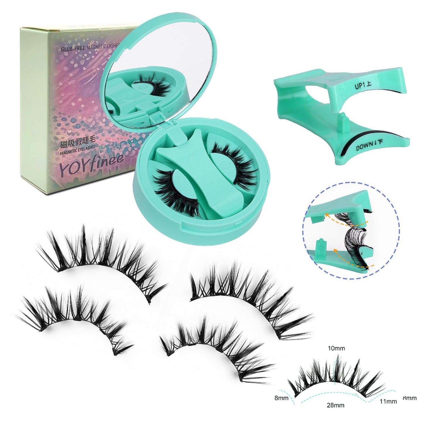 YOYfinee Magnetic Eyelashes with Applicator, Reusable Comfortable Magnetic Eyelashes, No Glue No Eyeliner Needed, Soft Magnets False Eyelashes, Easy to Wear(Z4)