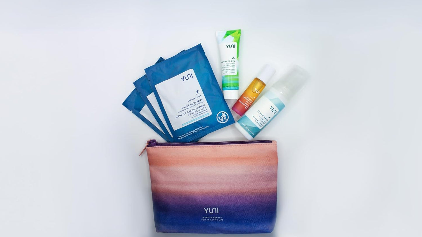 YUNI Beauty Travel Essentials Kit - 7pc Natural Body Care Set | Cleanse, Refresh, Hydrate