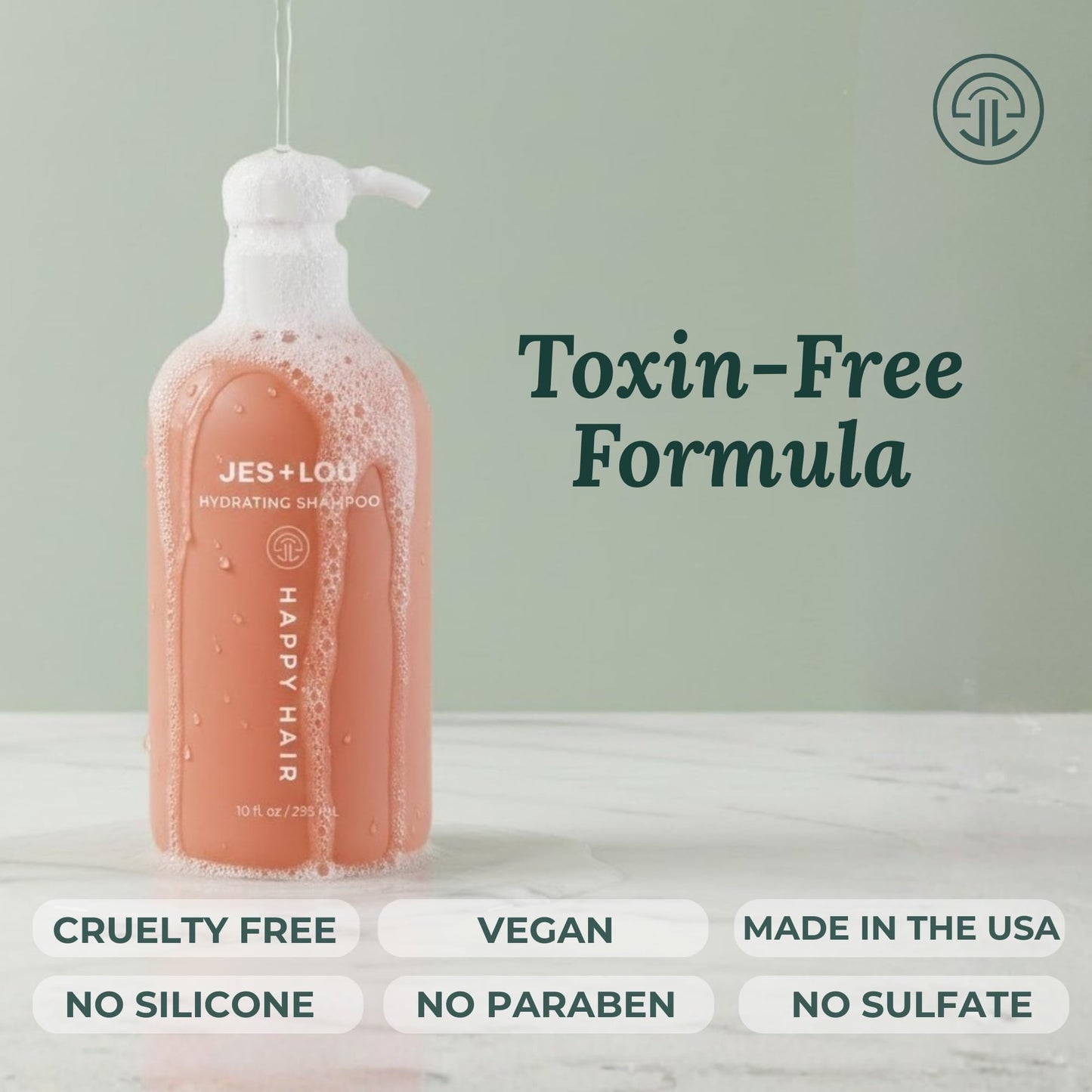 JES+LOU Sulfate Free Hydrating Shampoo with Natural Ingredients for Dry or Damaged Hair, Paraben Free Formula for Deep Moisture, Natural Shine, and Hair Repair, Vegan and Toxin Free (10 oz)