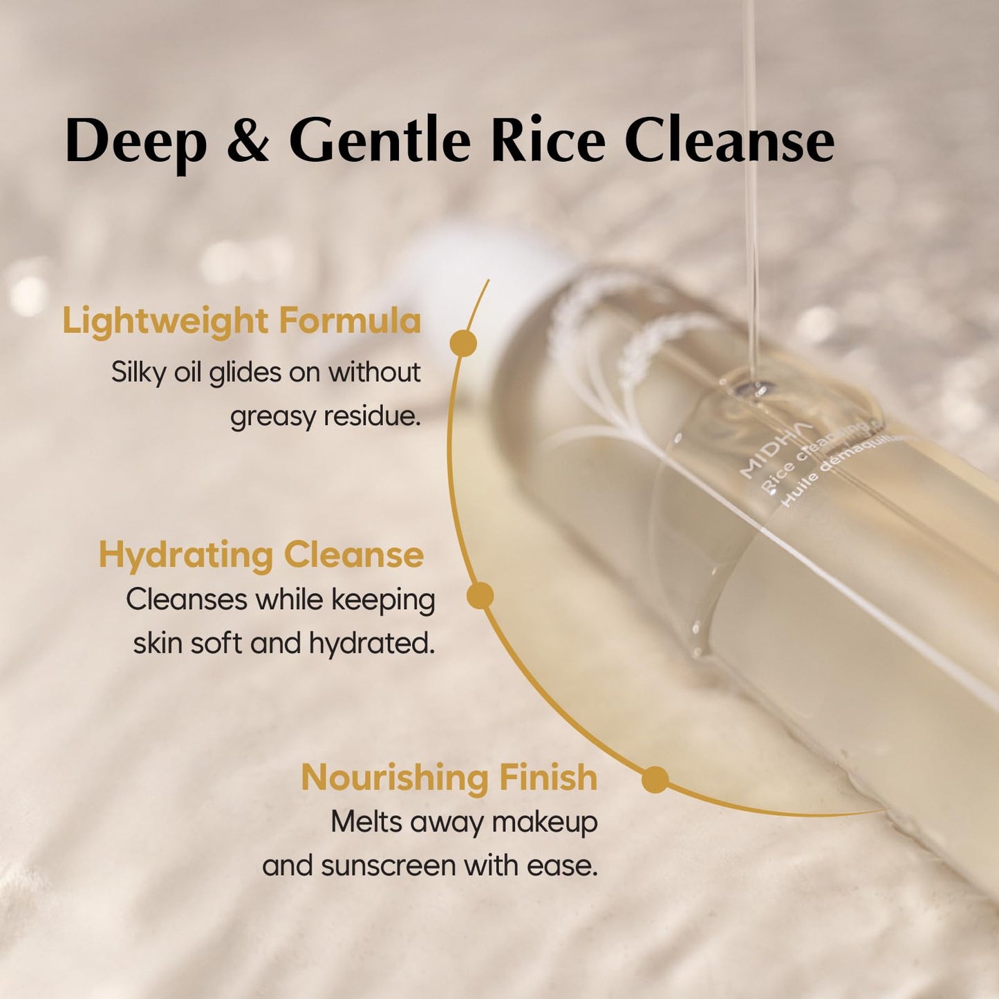 MIDHA RICE CLEANSING OIL 5.07fl.oz/150ml, Gentle Makeup Remover, Hydrating, Lightweight, Plant-Based, Moisturising, First-Step Cleanser, Balanced Skin with Residue-Free, Sebum Care Formula