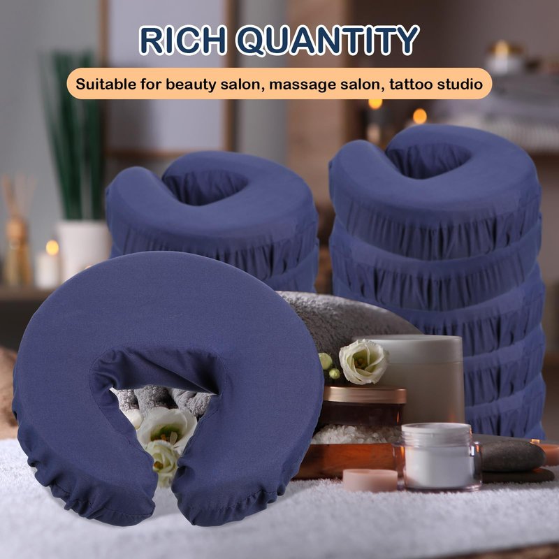 Macarrie 24 Pcs Face Cradle Covers for Massage Table Microfiber Reusable Soft Thicker Massage Table Headrest Covers Bulk Oil Proof Cradle Head Rest Sheets for Spa Beauty Salons(Navy Blue)