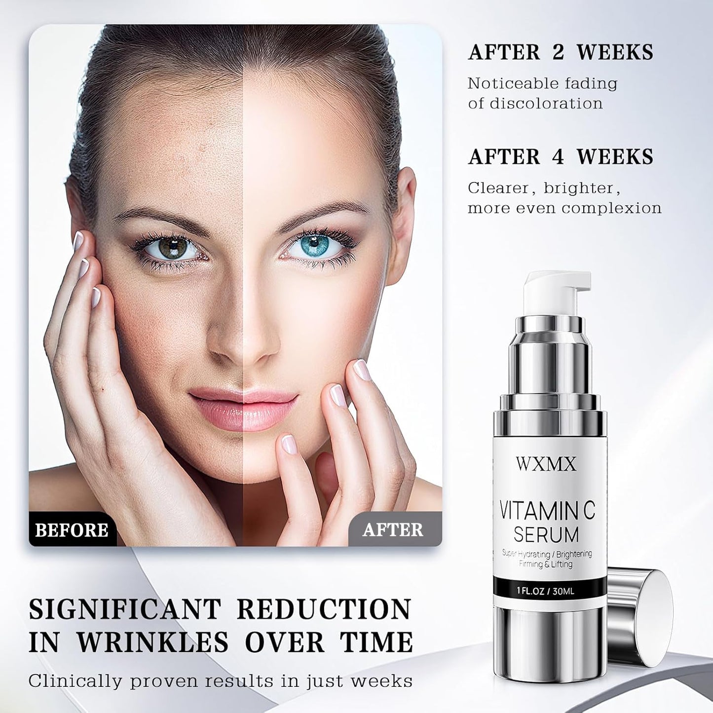 Super Vitamin C Serum for Face: All-in-One Hydrating Anti-Aging Formula by Vitamin C, Hyaluronic Acid, Caffeine-Firming, Lifting, Targets Dark Spots, Wrinkles, Vitamin c face serum, 1 fl oz