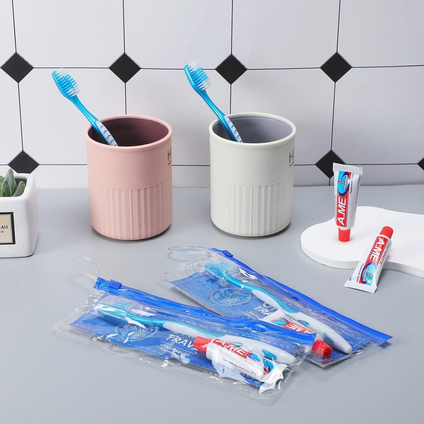 Toothbrush Travel Kit - 30 Set Soft Bristle Toothbrushes with Covers | Portable Resealable Bag for Charity & Home Use