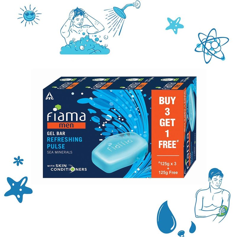 Fiama Di Wills Men Refreshing Pulse Gel Bar - Invigorating Cleanser for Fresh Skin | 125g