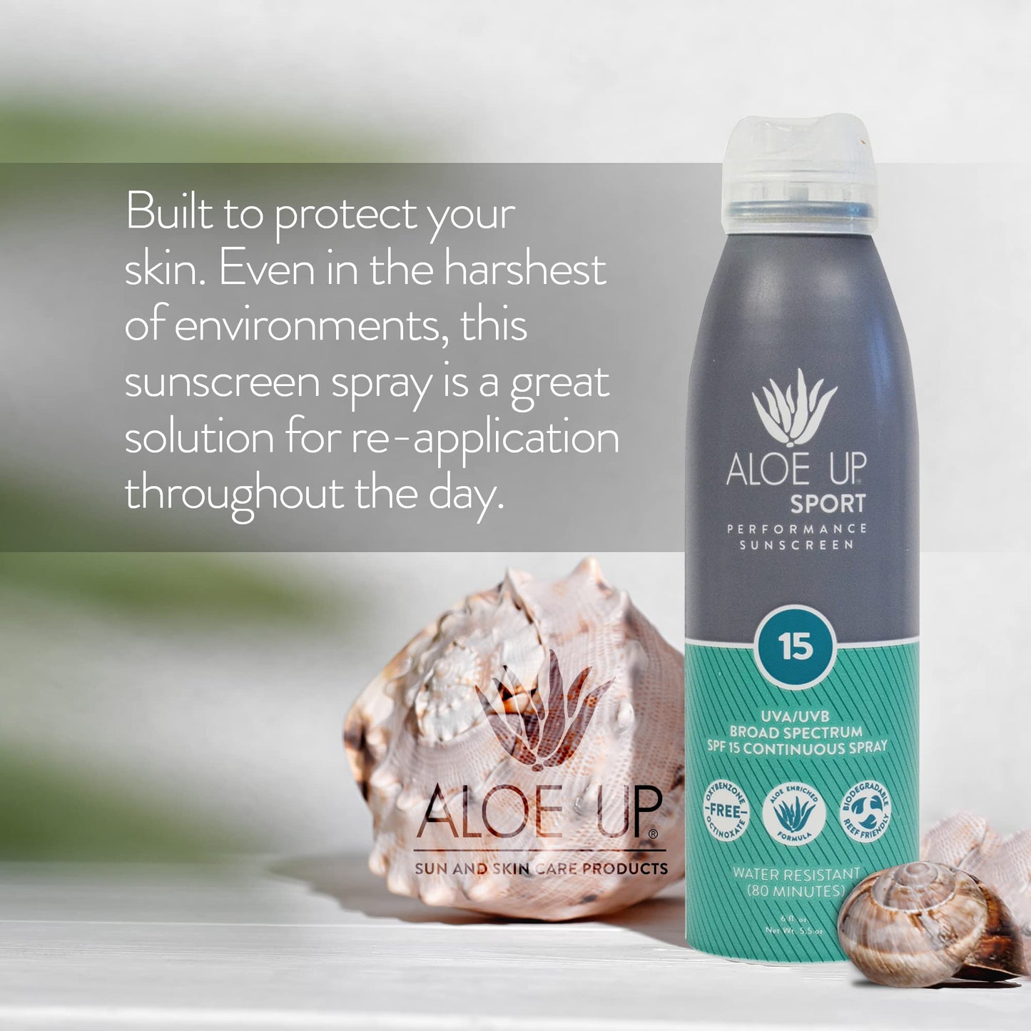 Aloe Up Sport Sunscreen Spray SPF 15, Water Resistant, Non-greasy, 6 oz