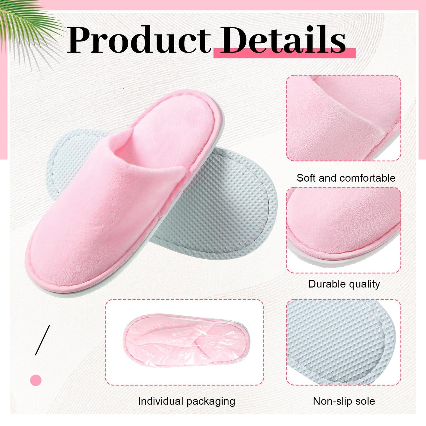 Twistover 12 Pairs Kids Disposable Slippers for Guests Closed Toe Non Slip Spa Slippers Bulk Soft House Slippers Winter Warm Flip Flops for Boys Girls Travel Hotel Party Indoor Outdoor (Pink)