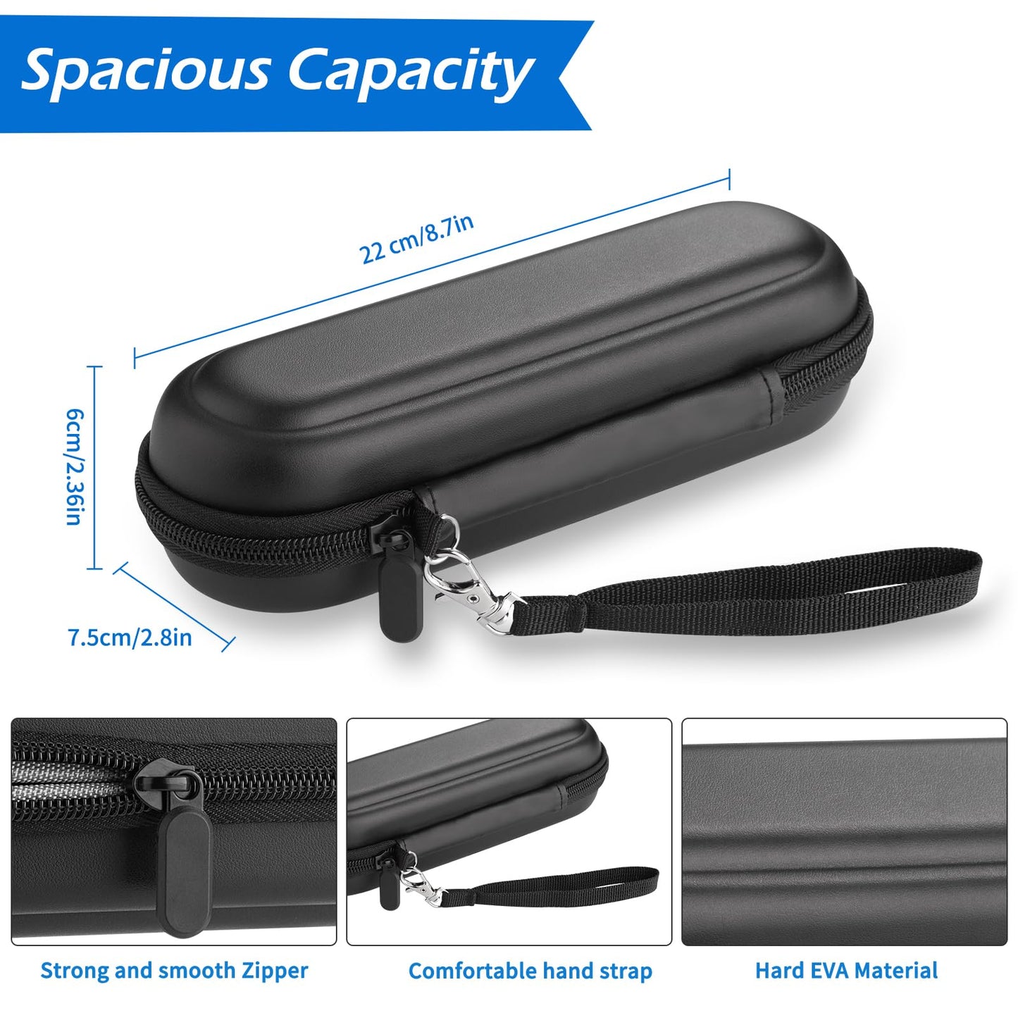 TYSORETY Toothbrush Travel Case for Oral B/Oral-B Pro 1000 1500 5000 7000 & Philips Sonicare 4100 1100 5300 5100 6100/iO Electric Toothbrush, Hard Protective Storage Bag (Black)