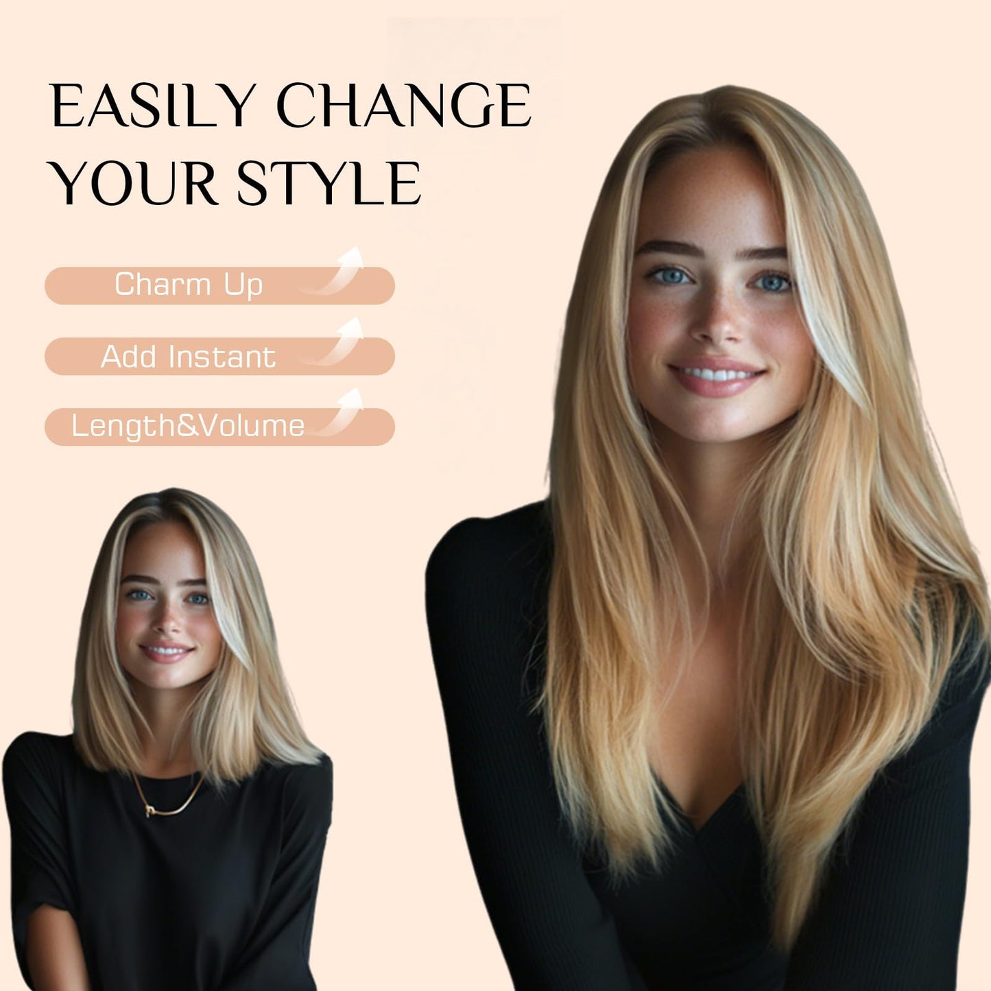 Rich Choices Halo Hair Extensions Real Human Hair Remy Hairs Halo Extension for Women Invisible Wire One Piece Clip in Hairpiece 16 Inch Straight-#12P613 Golden Brown Highlight Bleach Blonde