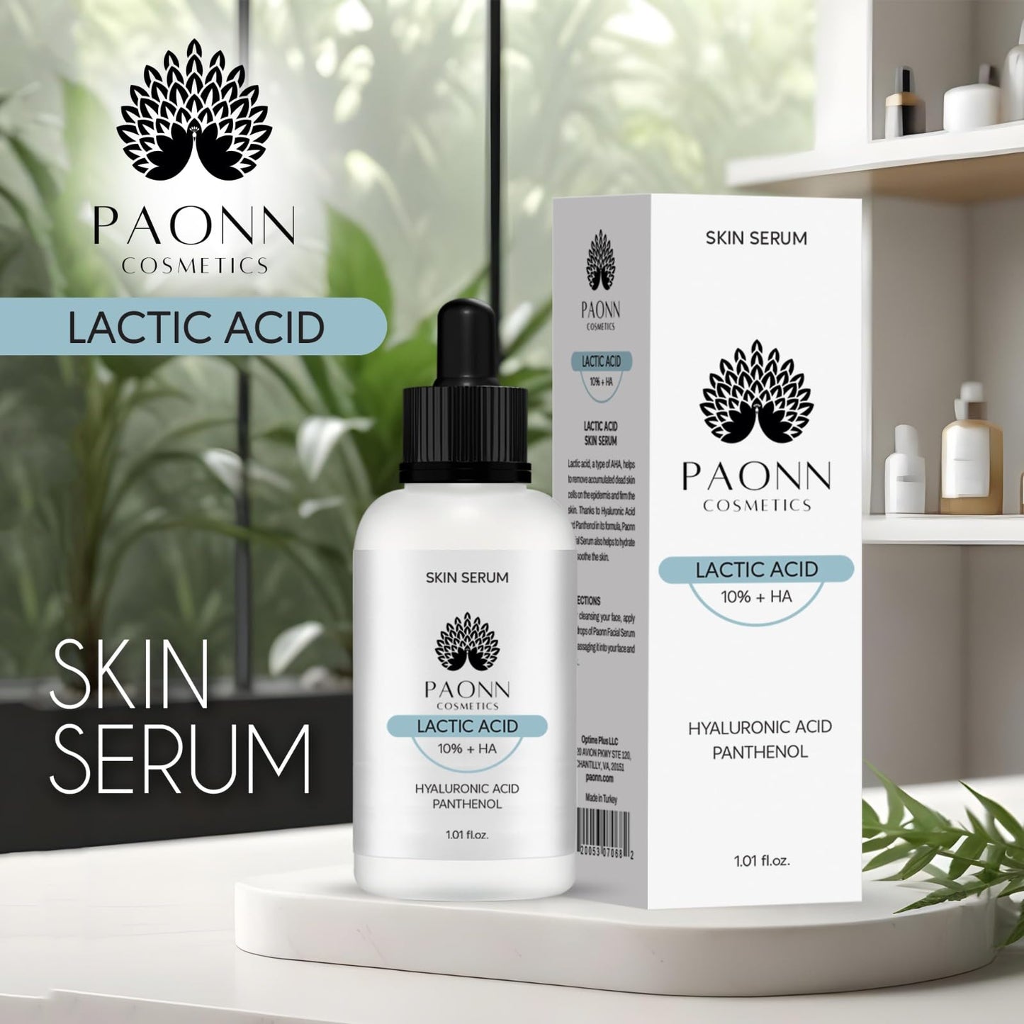 Lactic Acid Serum 10% + HA (1.01 fl. oz.), Exfoliating & Hydrating Face Serum, Skin Smoother, Radiance Booster