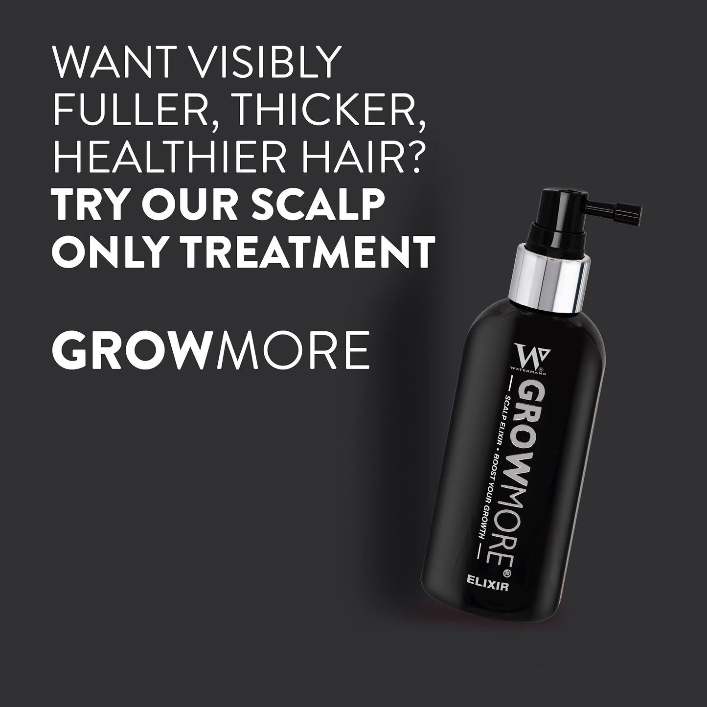 Grow More® Elixir – Leave In Hair Growth Serum for Thicker-Looking Hair & Improved Scalp Condition with Biotin, Caffeine, Rosemary & More – Sulfate-Free Hair Oil for Women & Men, 100mL