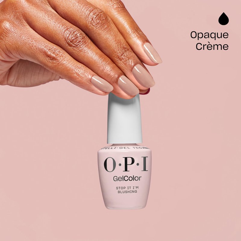 OPI GelColor Stop It I'm Blushing | Opaque Soft Beige Pink Crème LED Cure Gel Nail Polish | Salon-Quality Shine, Long-Lasting Wear | Vegan & HEMA Free | 0.5 Fl Oz