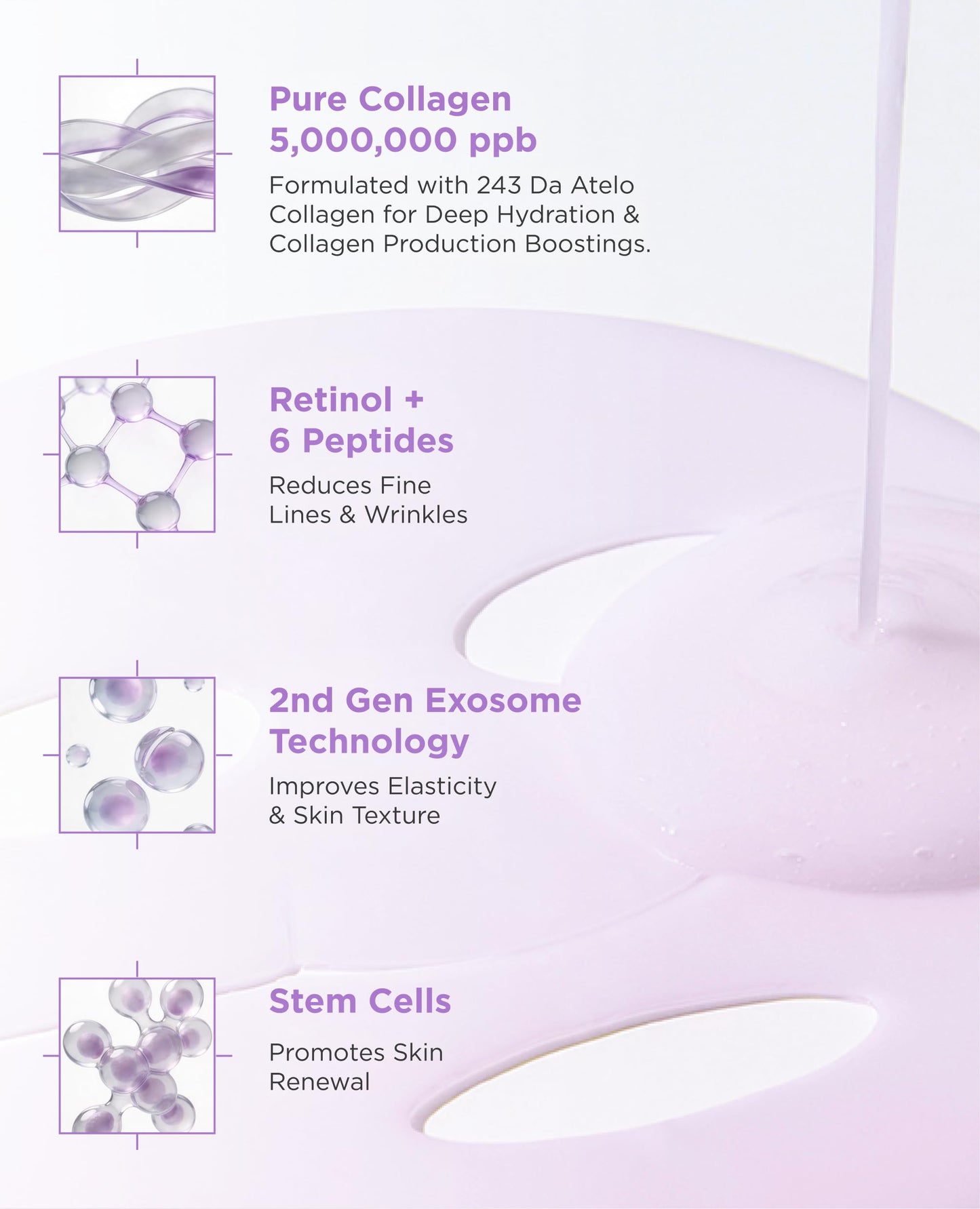 AROCELL Super Collagen Overnight Hydrogel Mask with Retinol, Stem Cell & Pure Atelo Collagen | Firming, Lifting, Plumping, Long-Lasting Glow | Korean Glass Skin Care | 43g x 4