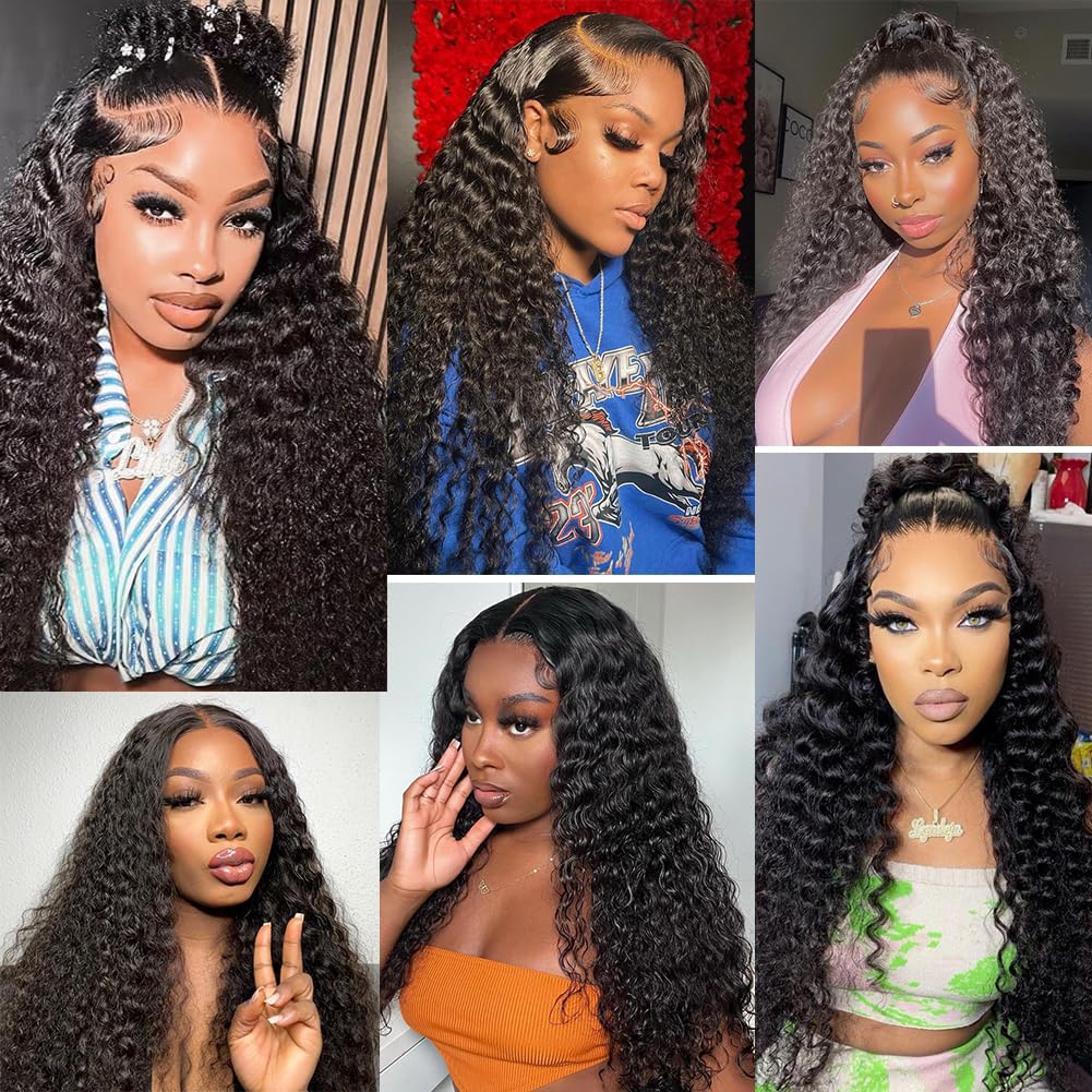 4x4 Deep Wave Lace Closure Human Hair 18 Inch Ear to Ear HD Lace Free Part Closure 100% Brazilian Virgin Human Hair Extensions 150% Density Lace Closure Pre Plucked Natural Black Color