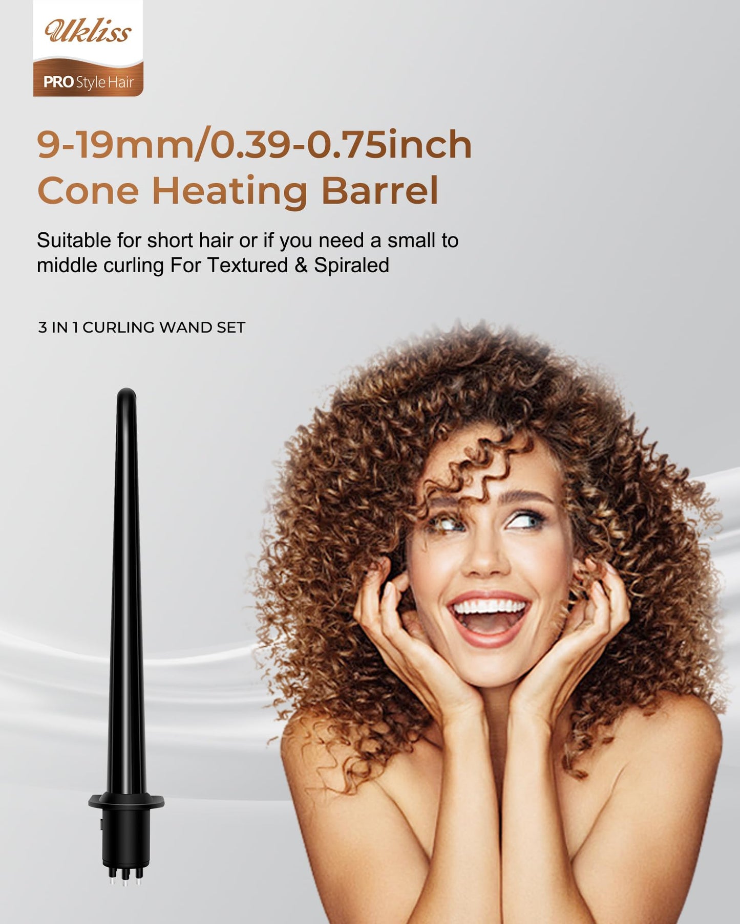 Ukliss 3 in 1 Curling Iron Set, Heated Round Brush for Straightening Curling Detangling, Ceramic Curling Wand for Versatile Styling, Dual Voltage Curling Iron Travel Friendly (Black)
