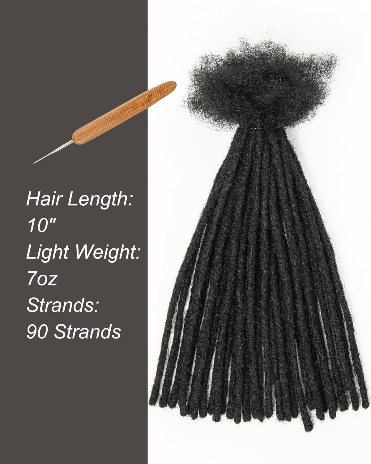 10 inch 30 Strands 0.4cm Thickness 100% Twist Real Human Hair Dreadlock Extensions for Man/Women/Kids DIY Permanent loc Extensions Handmade Can Be Dyed Bleached Curled